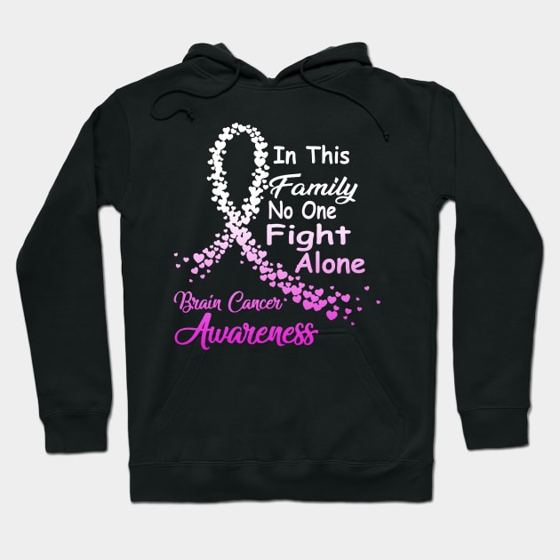 Brain Cancer Awareness In Family No One Fights Alone Hoodie by Fowlerbg